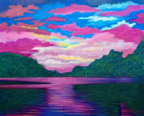 Apache Lake Sunset Drawing Art Drawings Impressionism Art