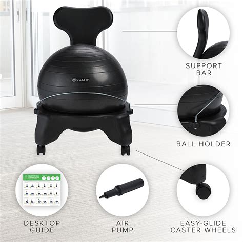 Featuring a backless design, the gaiam classic backless balance ball chair is incredibly comfortable and is made with quality. Gaiam Classic Balance Ball Chair - Exercise Stability Yoga ...