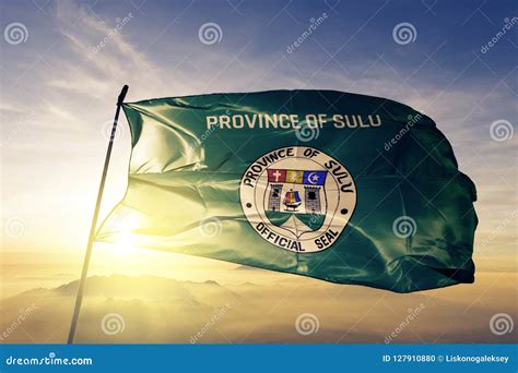 Sulu Province Of Philippines Flag Textile Cloth Fabric Waving On The