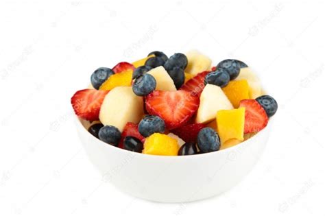 Premium Photo Fresh Fruit Salad In White Bowl Isolated On White