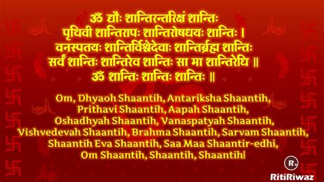 Shanti Mantras Peace Prayers RitiRiwaz