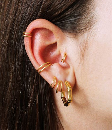 Sterling Silver Conch Piercing Double Conch Hoop Gold Etsy