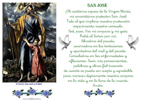 Rincón De La Oración Estampas Oraciones De San José