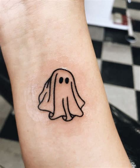 Cute Mini Ghost Tattoo On Wrist