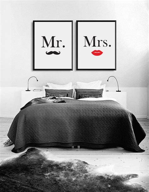 Mr And Mrs Lips Moustaches Print Bedroom Decor By Lovelyposters