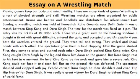 Essay On A Wrestling Match To Words Performdigi
