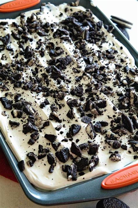 Fold in the cool whip. Oreo Puddin' Poke Cake ~ Chocolate Cake Topped with Oreo ...