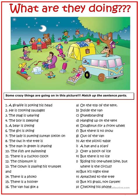 Crazy picture for present continuous tense practice | ESL worksheets of
