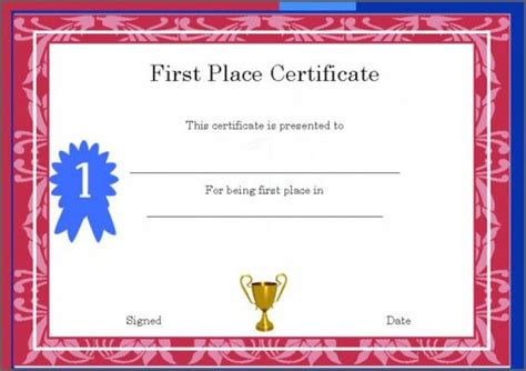 First Place Award Certificate Template 6 Templates Example