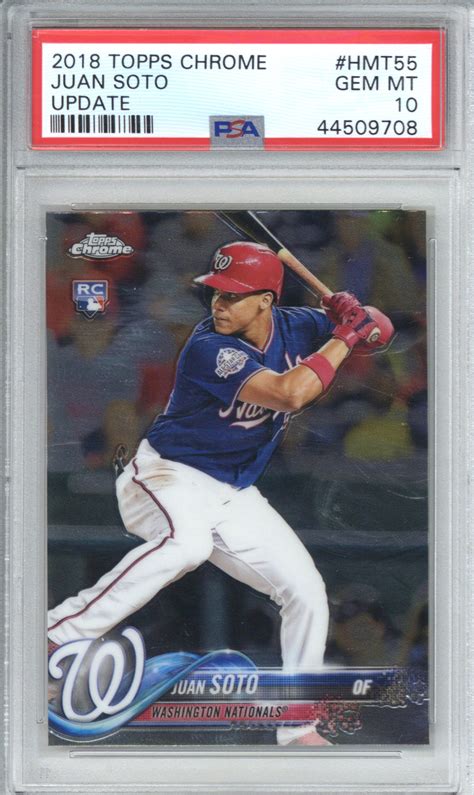 Juan josé soto pacheco (born october 25, 1998), nicknamed childish bambino, is a dominican professional baseball outfielder for the washington nationals of major league baseball (mlb). Lot Detail - Juan Soto 2018 Topps Chrome Update #HMT55 Rookie Card - PSA 10!