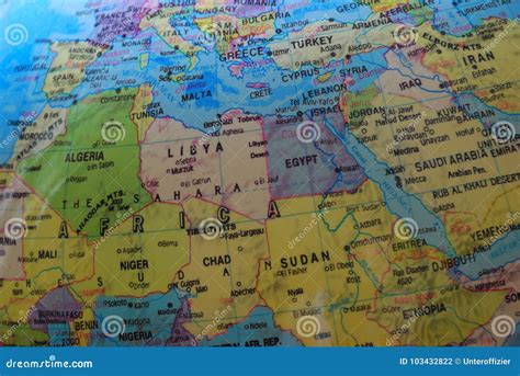 Carte De Globe De Lafrique Du Nord Et Du Moyen Orient Photo Stock