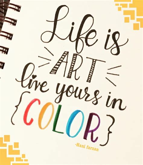 Life Is Art Live Yours In Color Word Art Quote Notebook Doodles Yellow