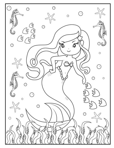 Printable Templates Mermaid Template Color Crafts Kid Coloring Outline