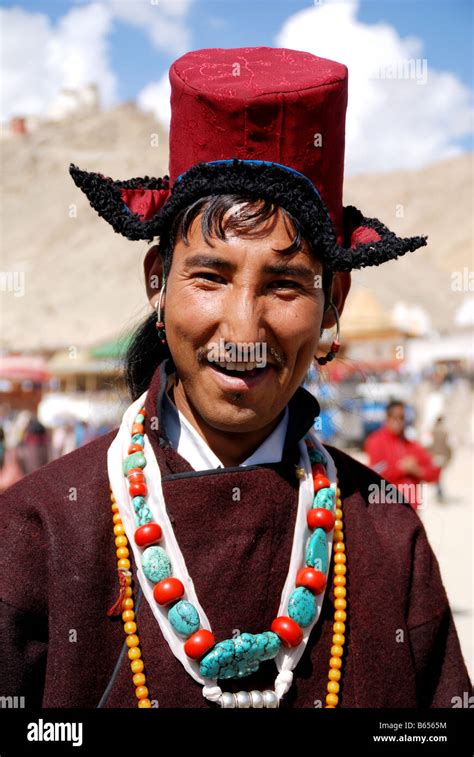 A Ladakhi Man Wearing Traditional Ladakhi Dress In Ladakh Festivales