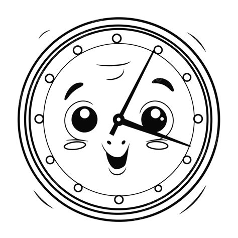 Clock With Funny Eyes That Are Open Happy Clock Coloring Page Outline