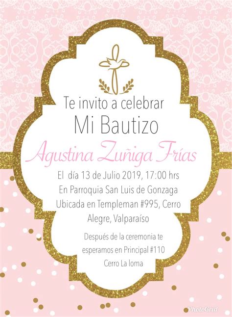 Invitaciones Bautizo Nina Invitacion De Bautizo Imprimible Etsy My