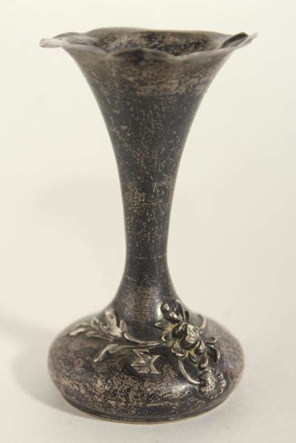 Antique Sterling Silver Bud Vase Aesthetic Art Nouveau Vintage Violets Vase