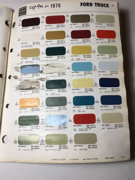 Vintage 1970 Martin Senour Car Automotive Paint Chip Color Guide All Us