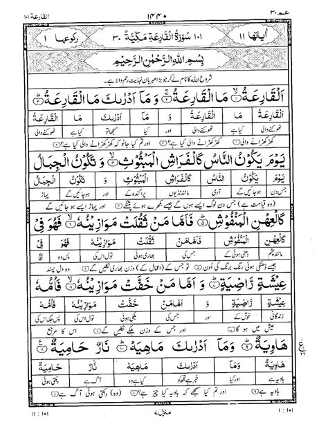 Quran Surah 101 ﴾القارعة﴿ Al Qaria Urdu Translation Tarjuma Word