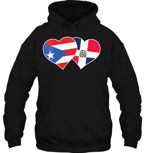 Womens Half Puerto Rican Half Dominican Flag Heart Dominirican