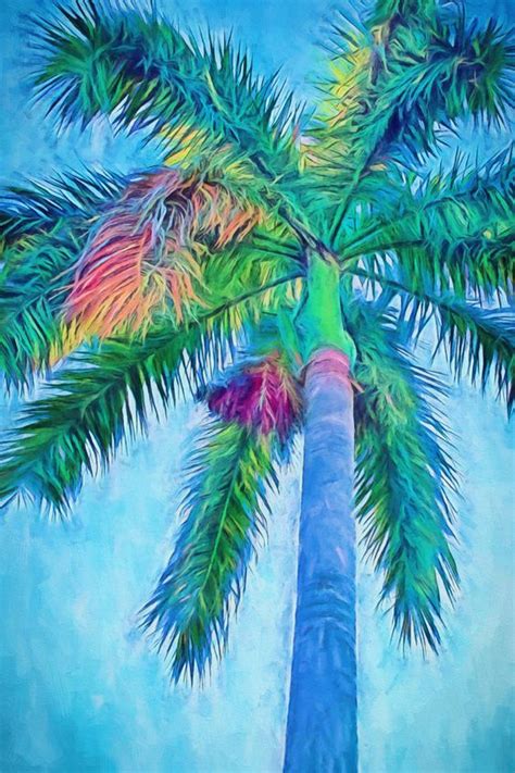 Caribbean Blue I Canvas Palm Trees Royal Palm By Mmbphotographics