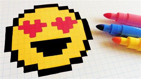 La grille vierge et le modèle pixel art à imiter. Handmade Pixel Art - How To Draw a Emoji #pixelart | Pixel ...