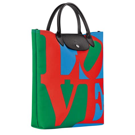 Longchamp X Robert Indiana L Handbag Red Canvas Longchamp Us