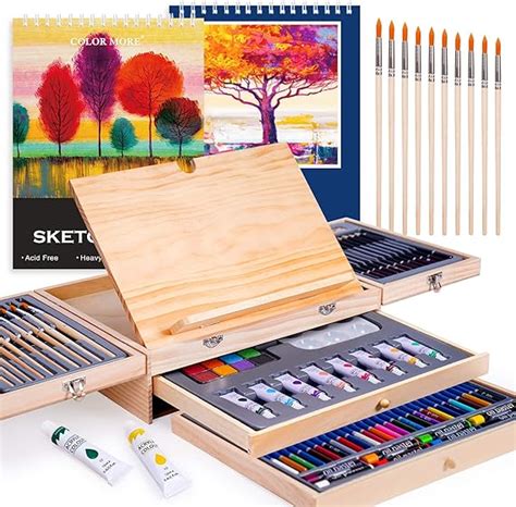 85 Piece Deluxe Wooden Art Supplies Art Kit With Easel And