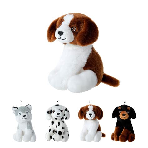 Small Plush Toy 4 Assorted Modelshusky Dalmatian Brown Dog Black