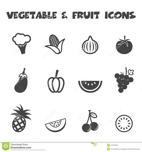 Iconos De La Verdura Y De La Fruta Ilustración Del Vector Ilustración
