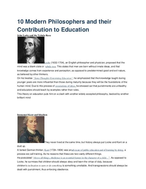 10 Modern Philosophers And Their Contribution To Education