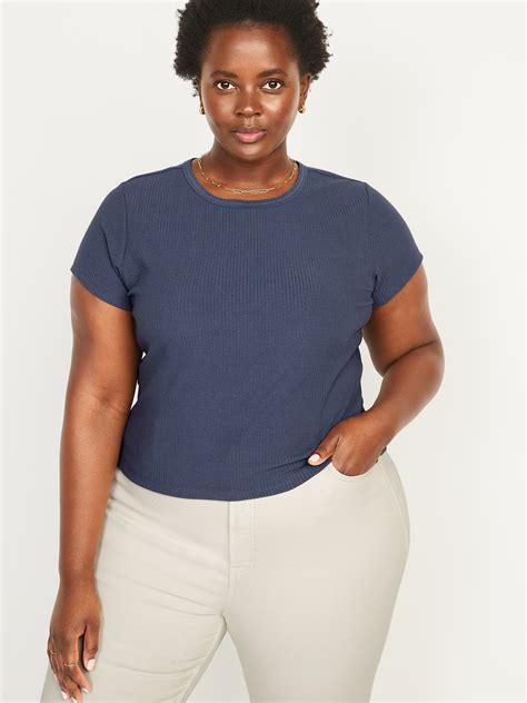 Short Sleeve Cropped Slim Fit Rib Knit T Shirt For Women Old Navy