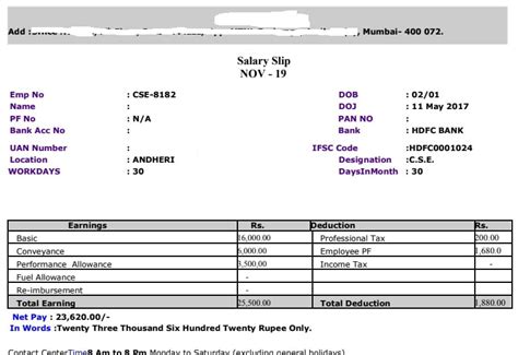 Salary Slip Format In Excel With Formula Free Download Payslip Samples