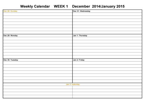 Two Week Calendar Template Calendar Template 2022