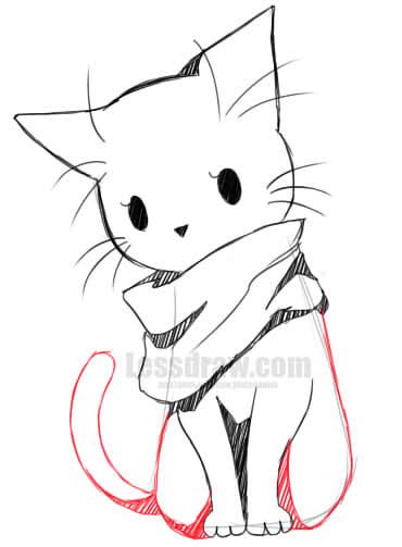 How To Draw Anime Cat Easy Lessdraw
