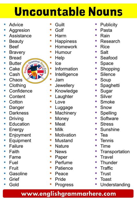 Countable And Uncountable Nouns List Definition And Examples English