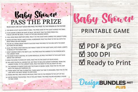 Baby Shower Game Pass The Prize Baby Girl Shower Printable