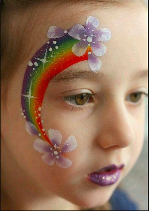 Easier Than It Looks Rainbow Face Paint Design Using Shimmery Glitter So Pretty Girl Face