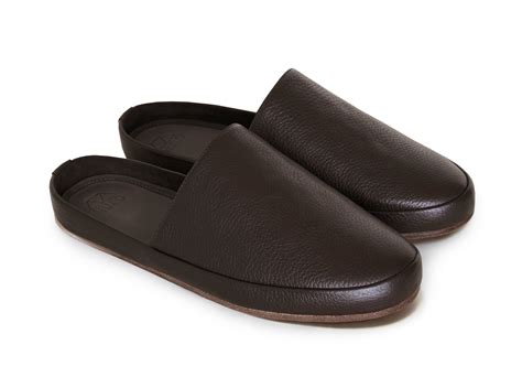 Brown Leather Mens Slippers Mulo Shoes Premium Italian Leather