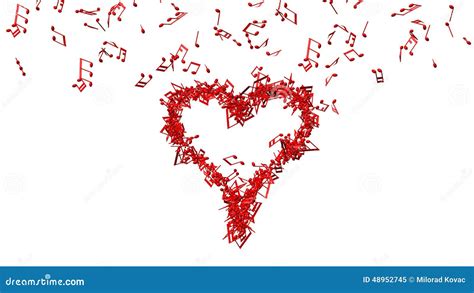 Background From Lots Of Red Music Notes Making One Big Heart Stock