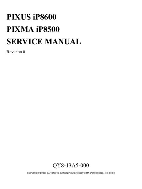 Canon Pixma Ip8500 Printer Service Manual Pdf Printer Computing