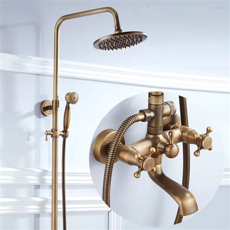 Bathtub Faucets Luxury Brass Bronze Waterfall And Rainfall Shower Head Wall Mounted Hand Held