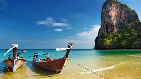 Thailand Tropical Beach Boats Hd Wallpaper 87901