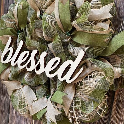 Blessed Mesh Wreath Farmhouse Blessed Wreath Front Door Etsy