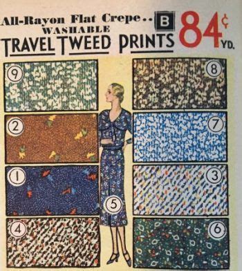 1930 Printed Tweed Fabric 1930s Fashion Art Deco Fashion Vintage