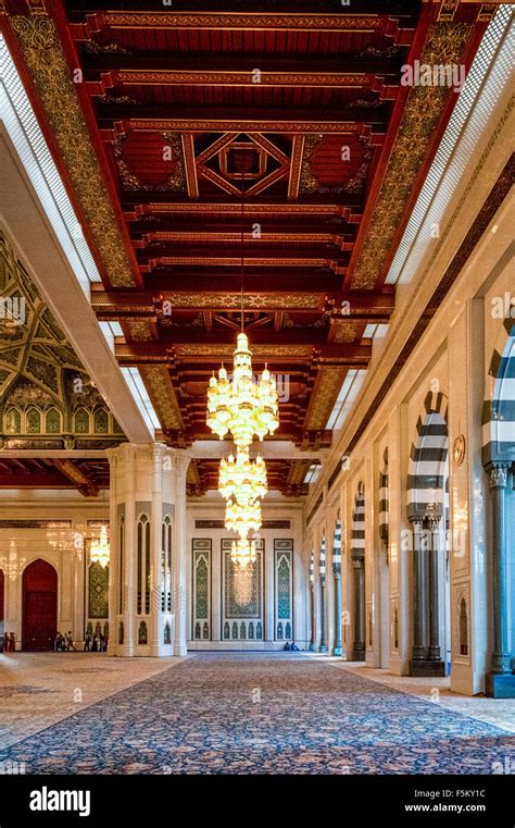 The Oman Muscat Grand Mosque Interior Stock Photo Alamy