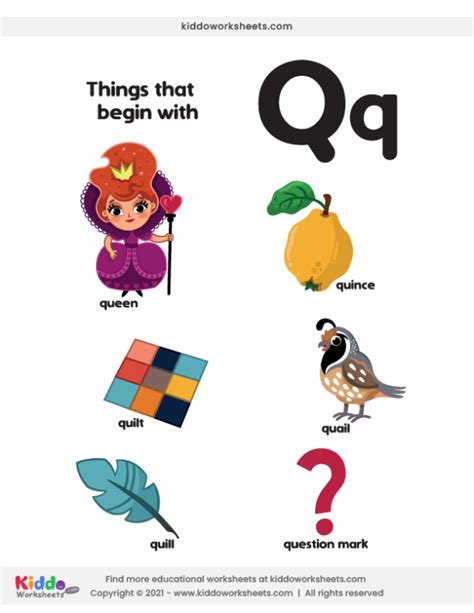Free Printable Words That Start With Q Worksheet Kiddoworksheets