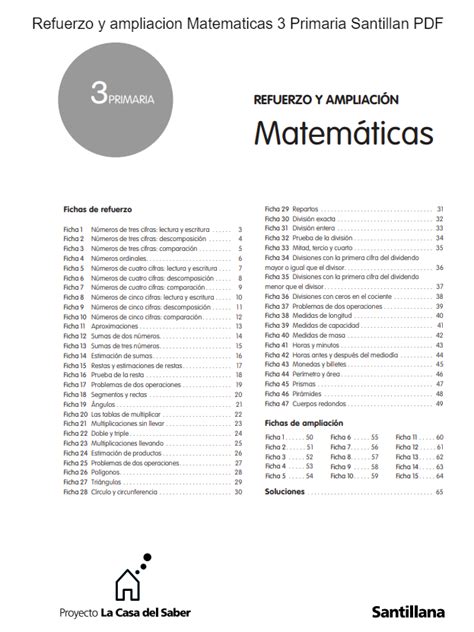 Descargar libros santillana gratis pdf. 🥇 【 Refuerzo y ampliacion Matematicas 3 Primaria ...
