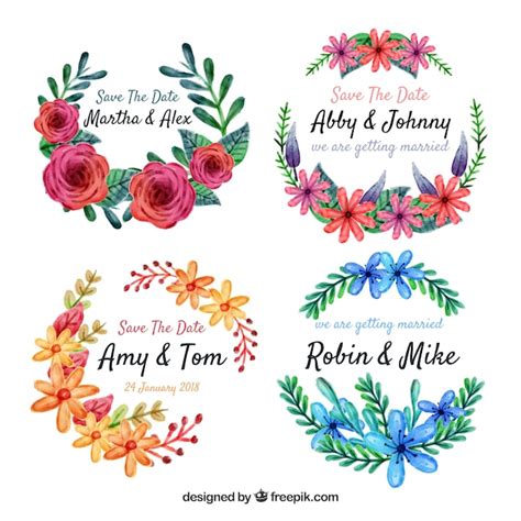 Watercolor Pack Of Floral Labels Vector Free Download