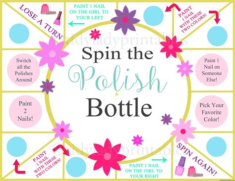 Spin The Nail Polish Bottle Printable Game Girls Party Game Etsy
